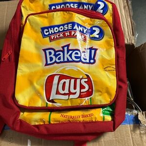 Baked Chips Themed Kids Backpack - Red and Yellow
